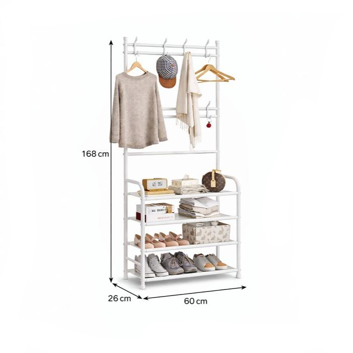 Porte-manteau d’entrée 3 en 1 multifonction avec rangement à chaussures