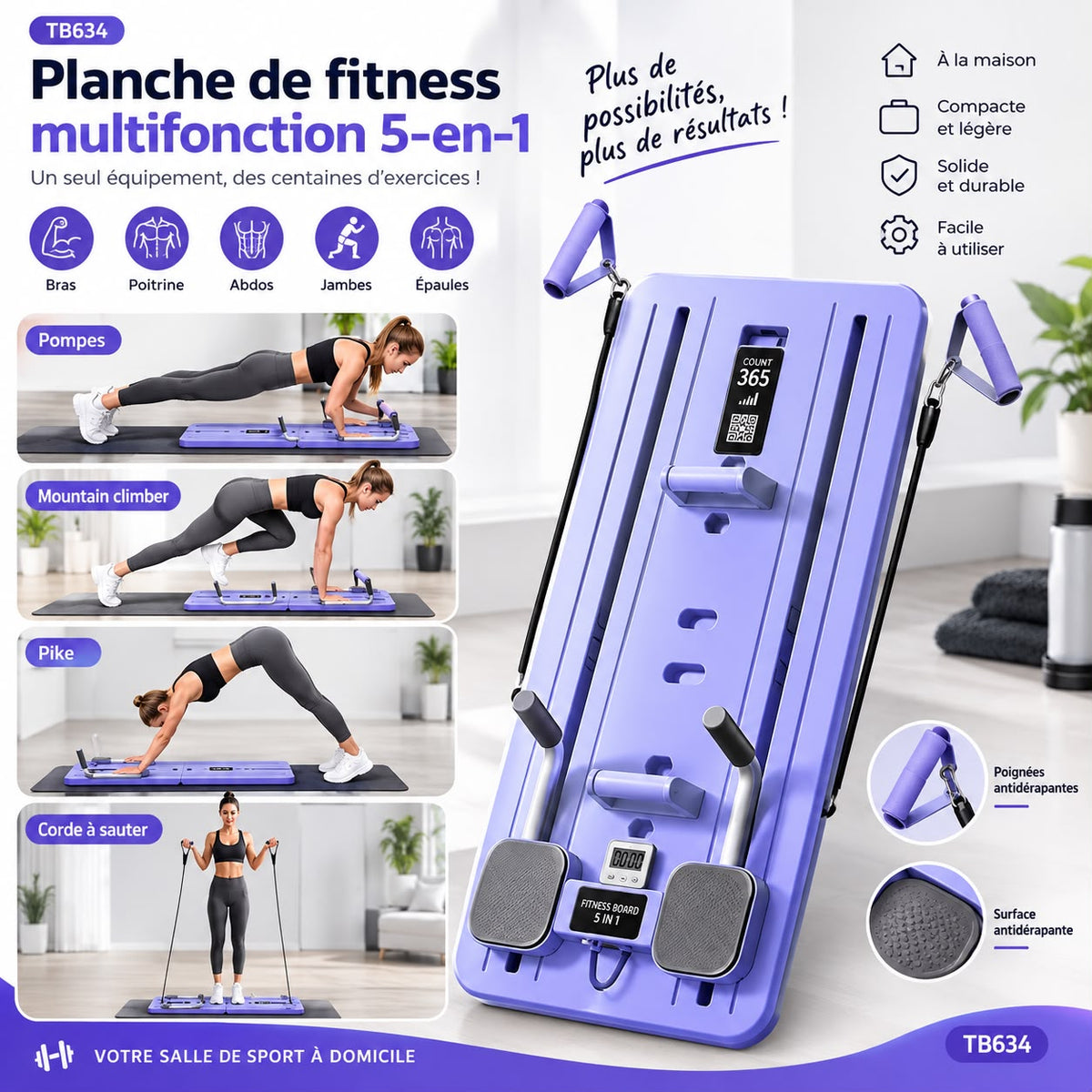 Planche de fitness multifonction 5-en-1 TB634