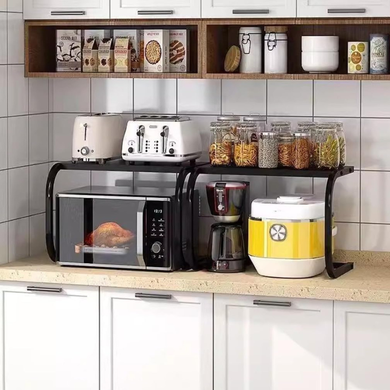 Étagère Cuisine Double Niveau Support Micro-ondes Gain de Place
