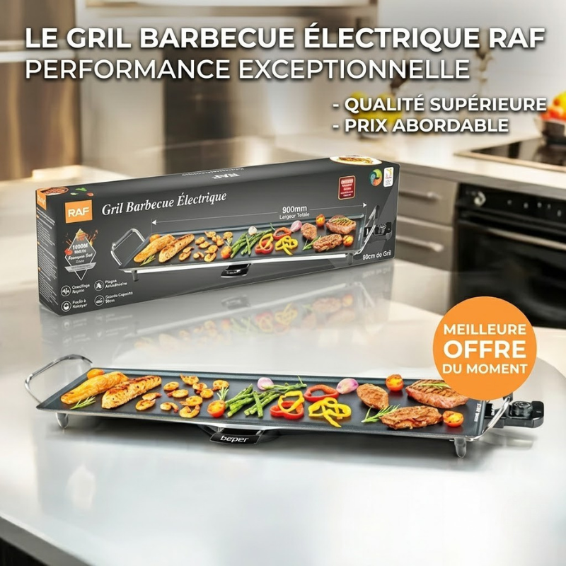 Plancha Électrique Barbecue XXL 1400W — Idéal Famille & Grandes Réunions