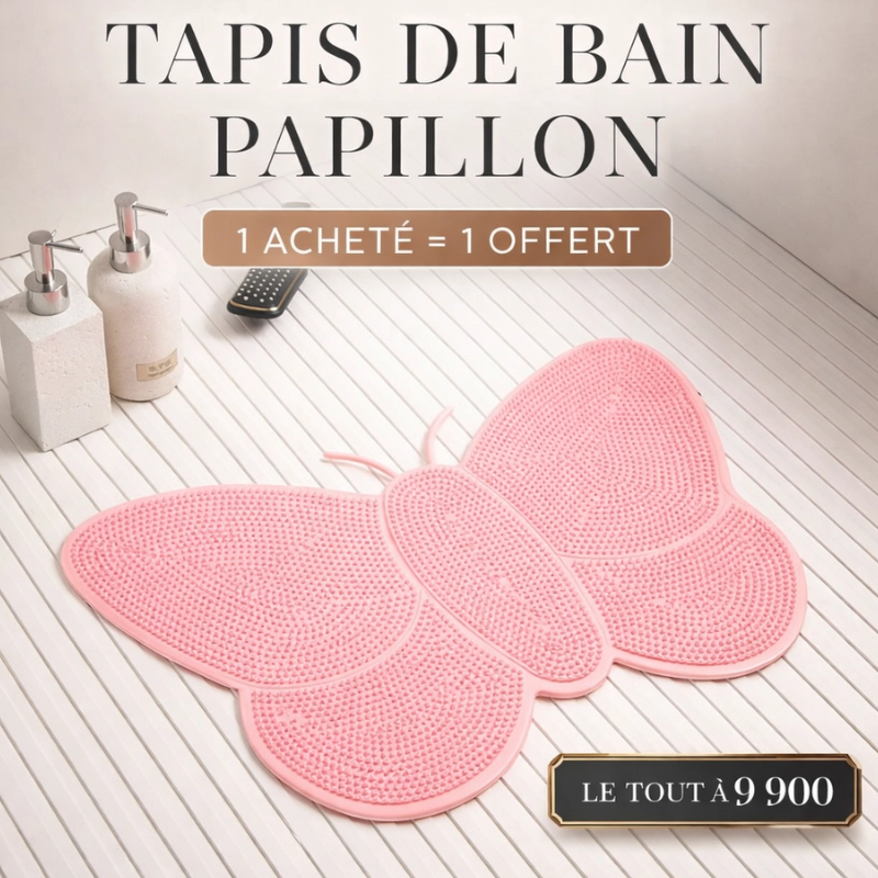 Tapis de Bain Papillon imperméable, antidérapan