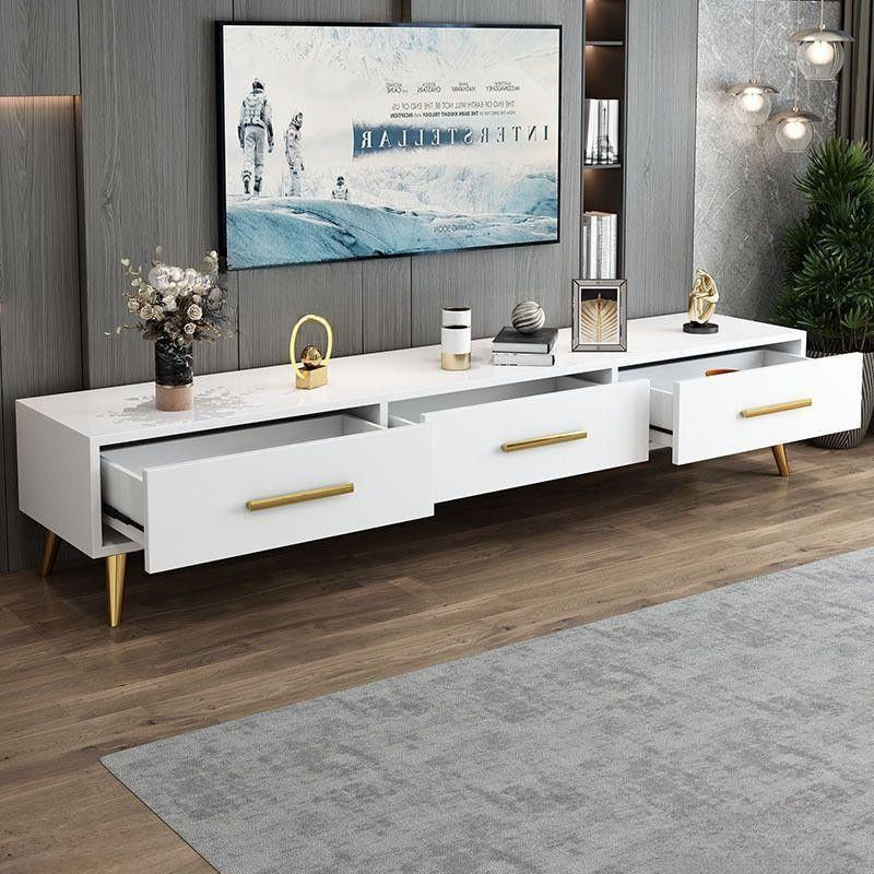 Meuble TV en bois de 160×30×40 cm |Style moderne épuré avec 3 tiroirs