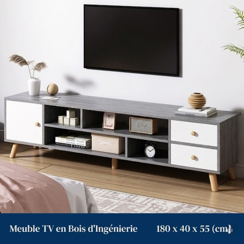Meuble TV moderne 140 cm – Élégance et rangement intelligent