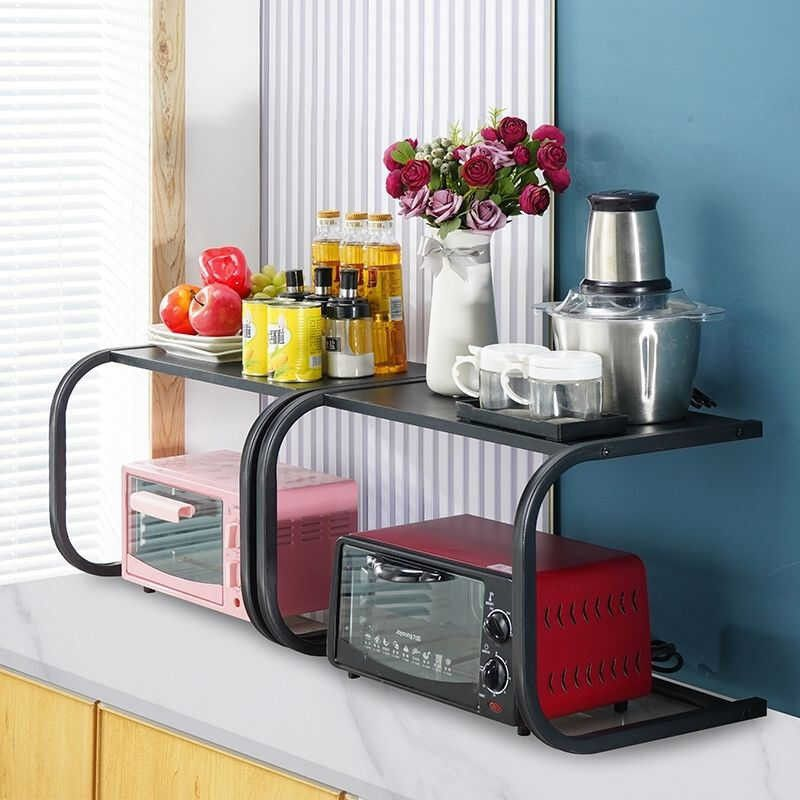 Étagère Cuisine Double Niveau Support Micro-ondes Gain de Place