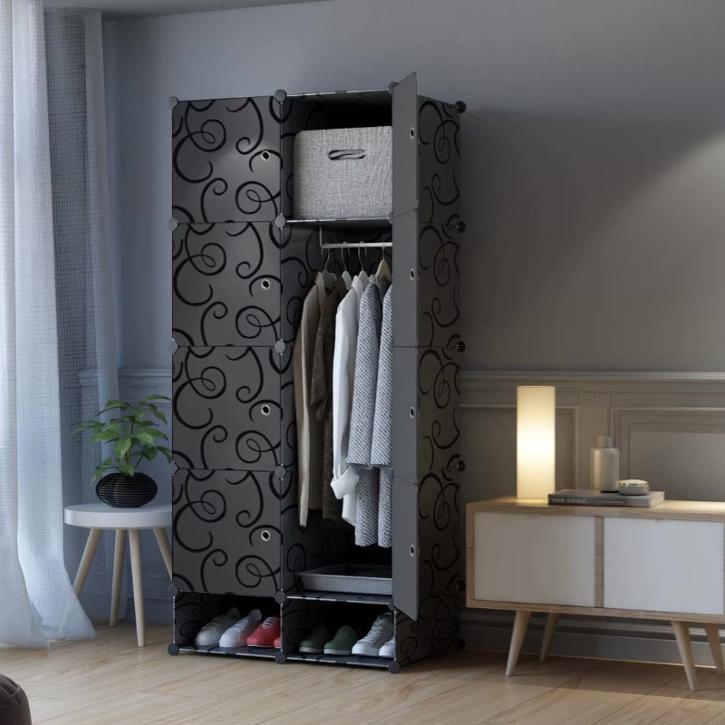 Armoire solide 2 battants+ étagères chaussures