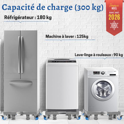 Support FIRGO 300 kg 8 pieds 4 roulettes, anti-vibration & antidérapant