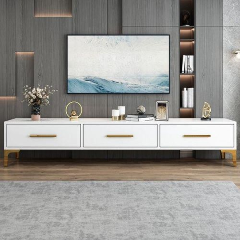 Meuble TV en bois de 160×30×40 cm |Style moderne épuré avec 3 tiroirs