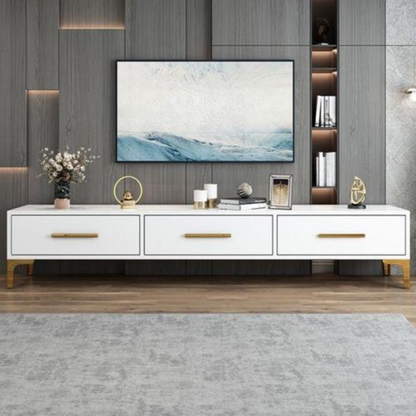 Meuble TV en bois de 160×30×40 cm |Style moderne épuré avec 3 tiroirs