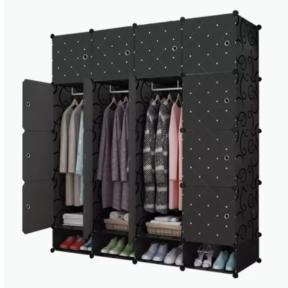 Armoire 4 battants + étagères chaussures