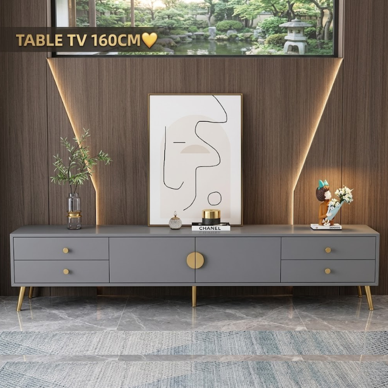 Meuble TV moderne en bois – 160×30×40 cm |– Élégance et rangement intelligent