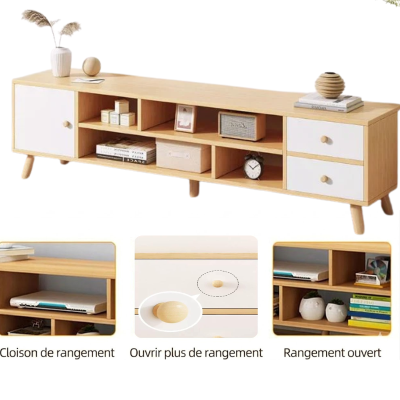 Meuble TV moderne 140 cm – Élégance et rangement intelligent