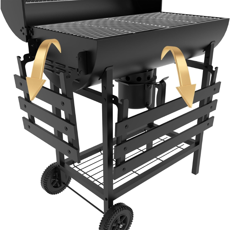 Chariot de barbecue au charbon de bois Arnad 105 x 114 x 48 cm noir casa.pro