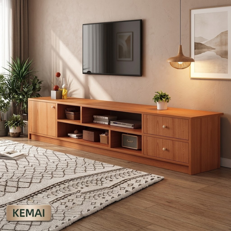 Meuble TV moderne en bois – 160×30×40 cm |Élégance et rangement intelligent