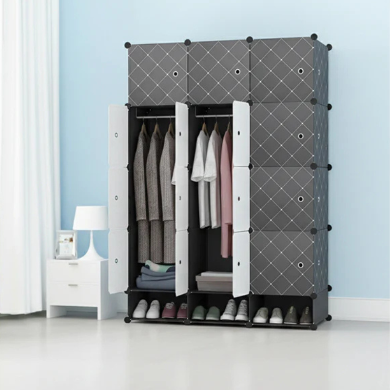 Armoire 3 battants + étagères chaussures