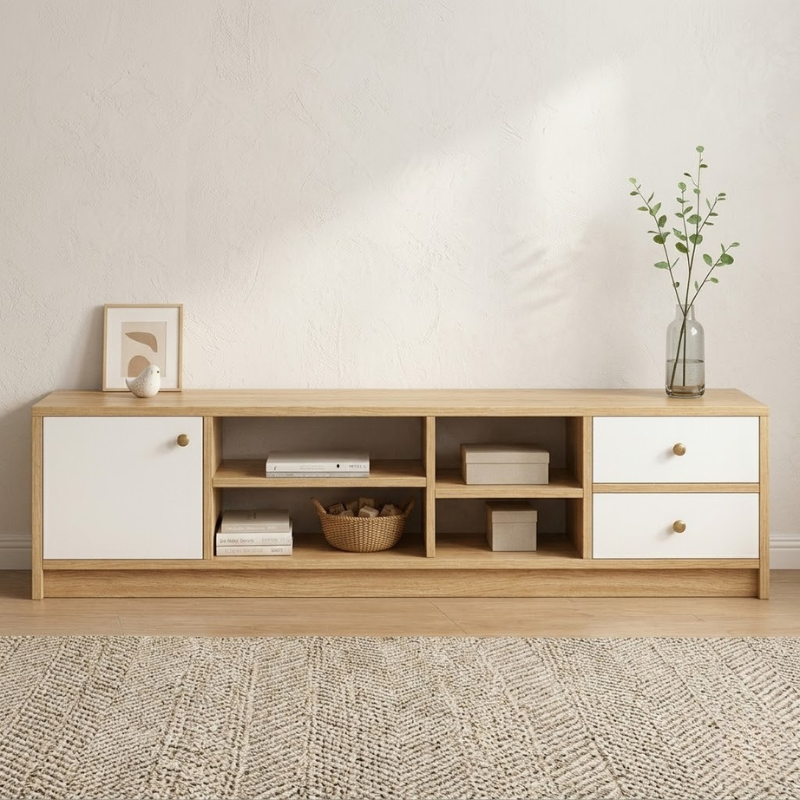 Meuble TV moderne en bois – 160×30×40 cm |Élégance et rangement intelligent