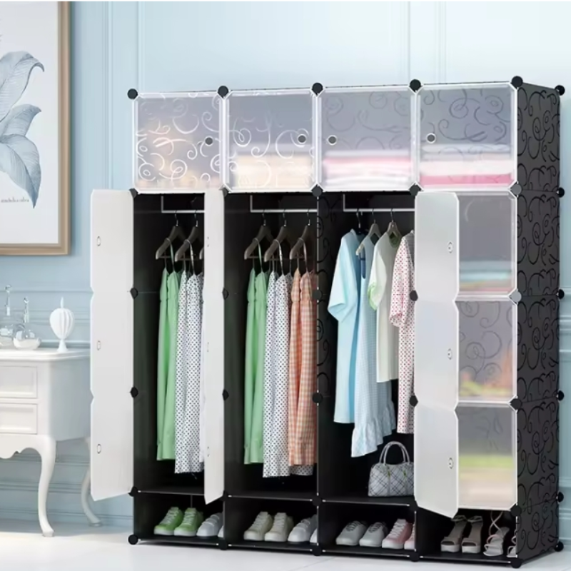 Armoire 4 battants + étagères chaussures