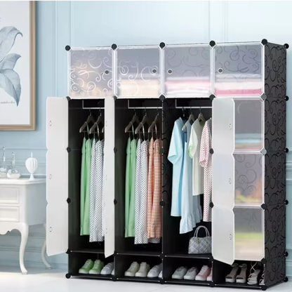 Armoire 4 battants + étagères chaussures