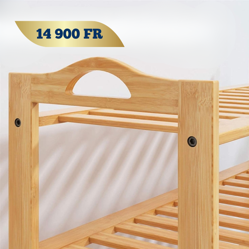 Etagere de Rangement pour Chaussure en Bambou 5 Niveaux