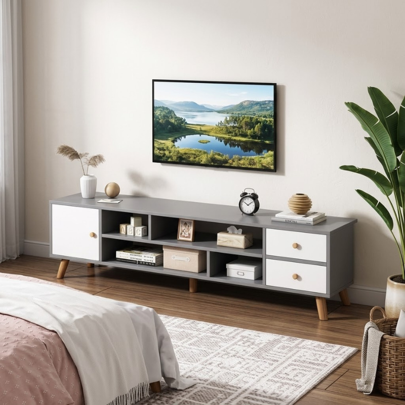 Meuble TV moderne 140 cm – Élégance et rangement intelligent