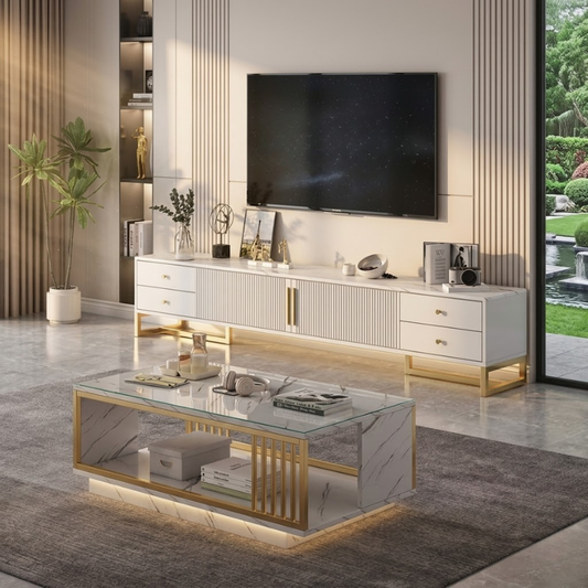 Ensemble Table tv et Table Basse – Idéal pour un Salon Stylé 160×30×40 cm |