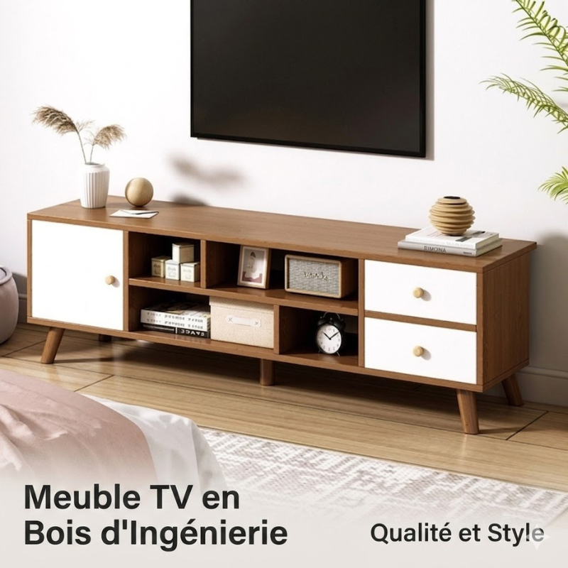 Meuble TV moderne 140 cm – Élégance et rangement intelligent