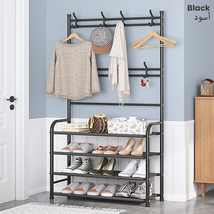 Porte-manteau d’entrée 3 en 1 multifonction avec rangement à chaussures