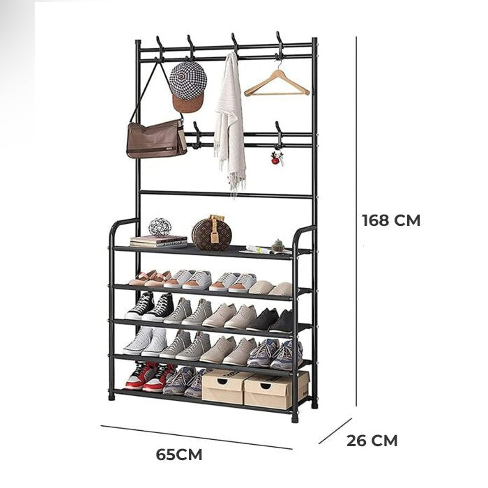 Porte-manteau d’entrée 3 en 1 multifonction avec rangement à chaussures