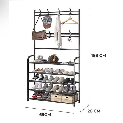Porte-manteau d’entrée 3 en 1 multifonction avec rangement à chaussures
