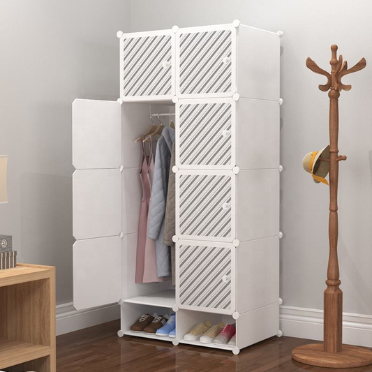 Armoire solide 2 battants+ étagères chaussures