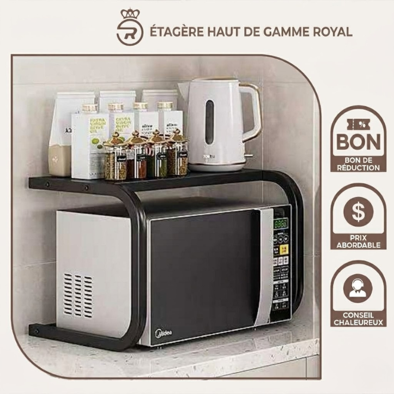 Étagère Cuisine Double Niveau Support Micro-ondes Gain de Place