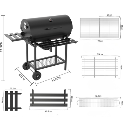 Chariot de barbecue au charbon de bois Arnad 105 x 114 x 48 cm noir casa.pro