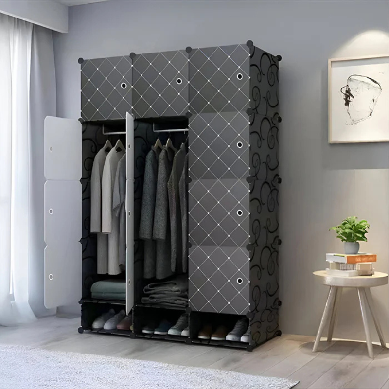 Armoire 3 battants + étagères chaussures