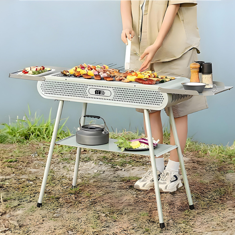 Barbecue Brasero 2-en-1 – Portable & Grande Capacité