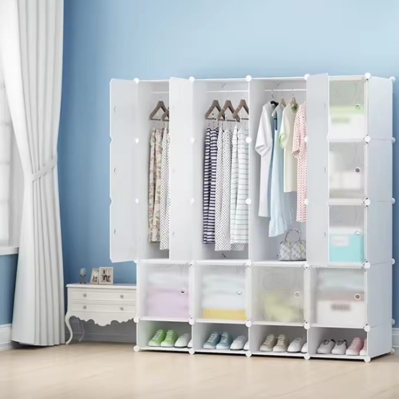 Armoire 4 battants + étagères chaussures