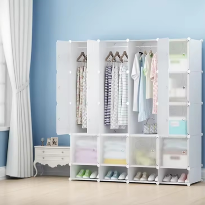 Armoire 4 battants + étagères chaussures