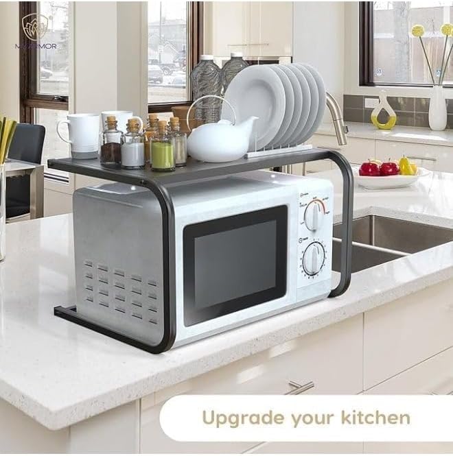 Étagère Cuisine Double Niveau Support Micro-ondes Gain de Place