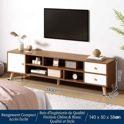 Meuble TV moderne 140 cm – Élégance et rangement intelligent