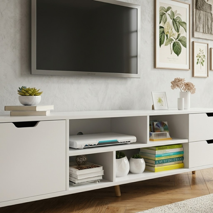 Meuble TV moderne 140 cm – Élégance et rangement intelligent