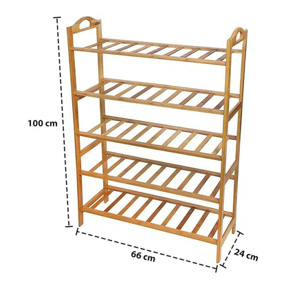 Etagere de Rangement pour Chaussure en Bambou 5 Niveaux