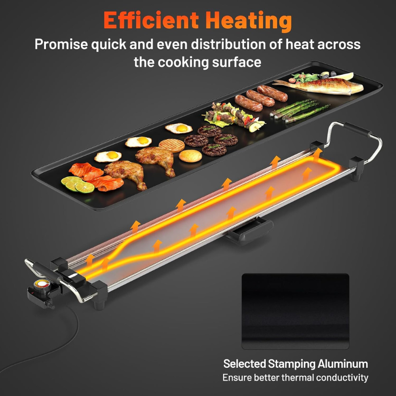 Plancha Électrique Barbecue XXL 1400W — Idéal Famille & Grandes Réunions