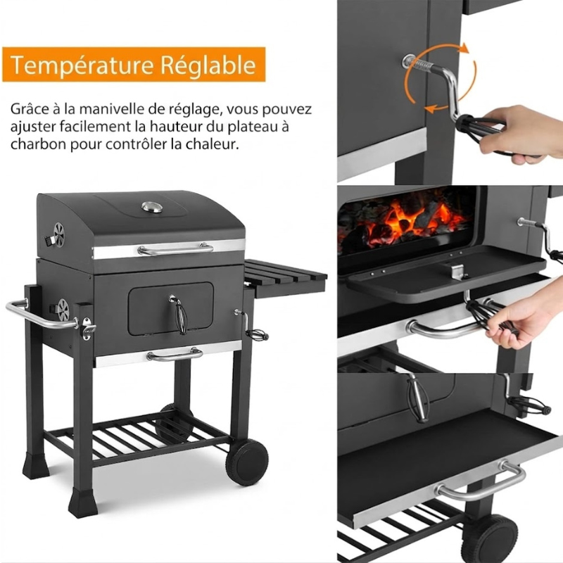 Barbecue à charbon de bois Premium Barbecue à charbon de bois Grill en fonte Grand pique-nique