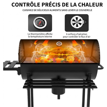 Chariot de barbecue au charbon de bois Arnad 105 x 114 x 48 cm noir casa.pro