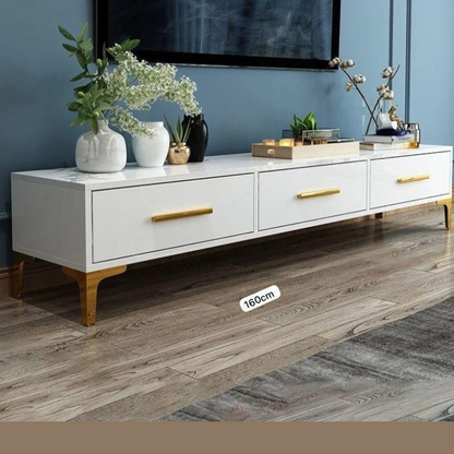 Meuble TV en bois de 160×30×40 cm |Style moderne épuré avec 3 tiroirs