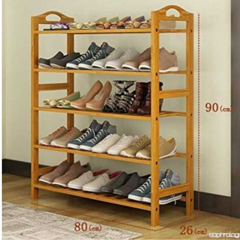 Etagere de Rangement pour Chaussure en Bambou 5 Niveaux