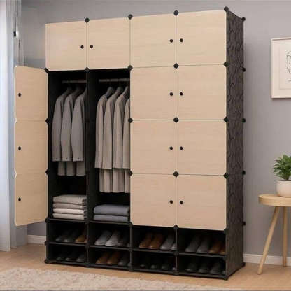Armoire 4 battants + étagères chaussures
