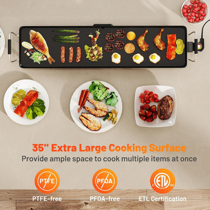 Plancha Électrique Barbecue XXL 1400W — Idéal Famille & Grandes Réunions
