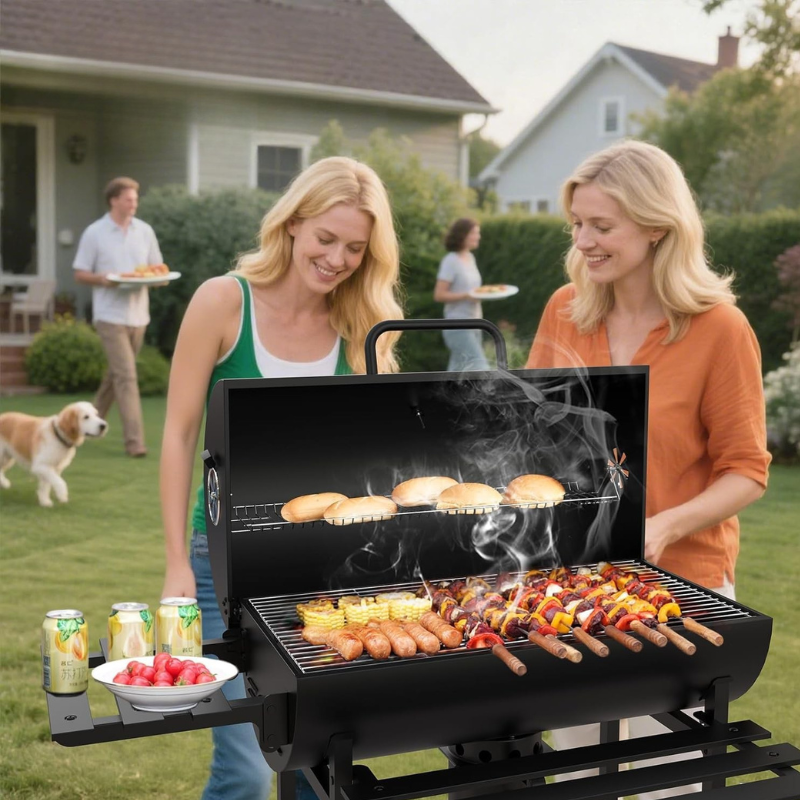 Chariot de barbecue au charbon de bois Arnad 105 x 114 x 48 cm noir casa.pro