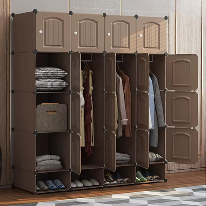Armoire 4 battants + étagères chaussures