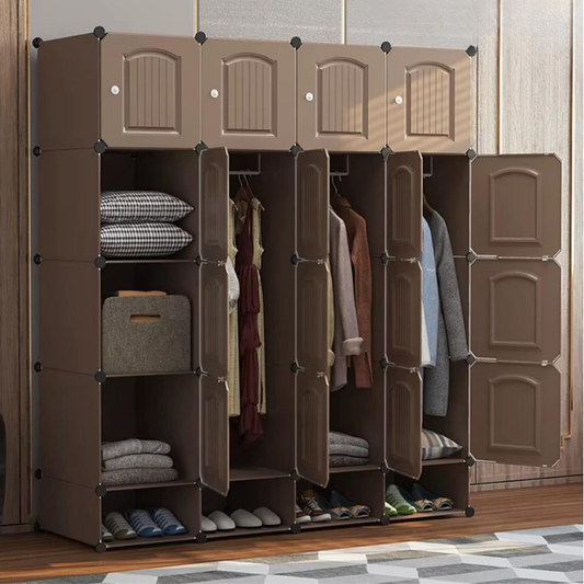 Armoire 4 battants + étagères chaussures