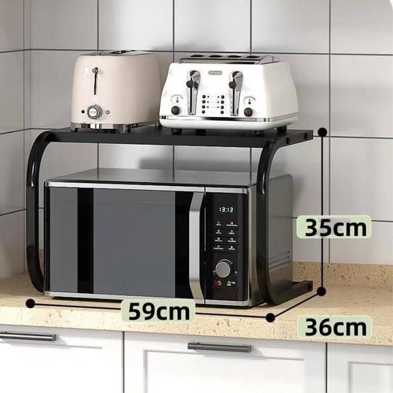 Étagère Cuisine Double Niveau Support Micro-ondes Gain de Place